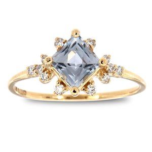 Square Lavender Sapphire Vintage Diamond Ring